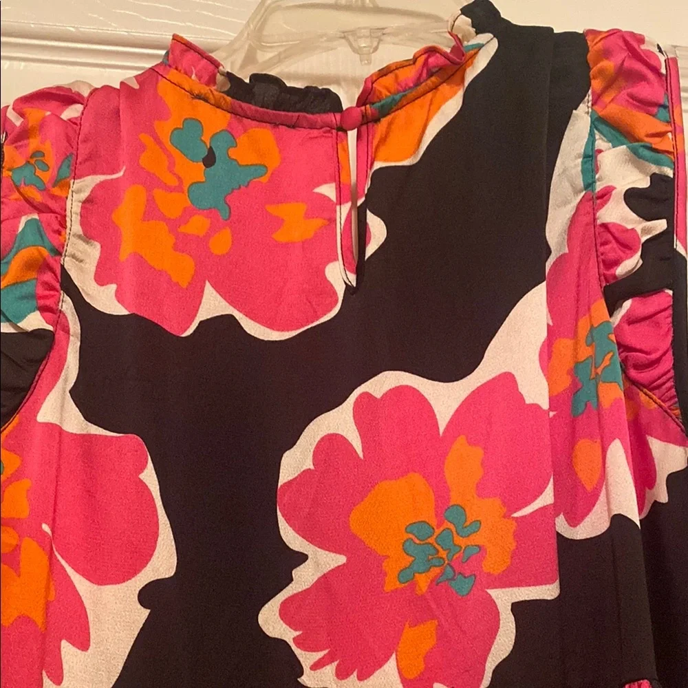 Umgee Vibrant Floral Maxi Dress - Black and Pink - Picture 5 of 5